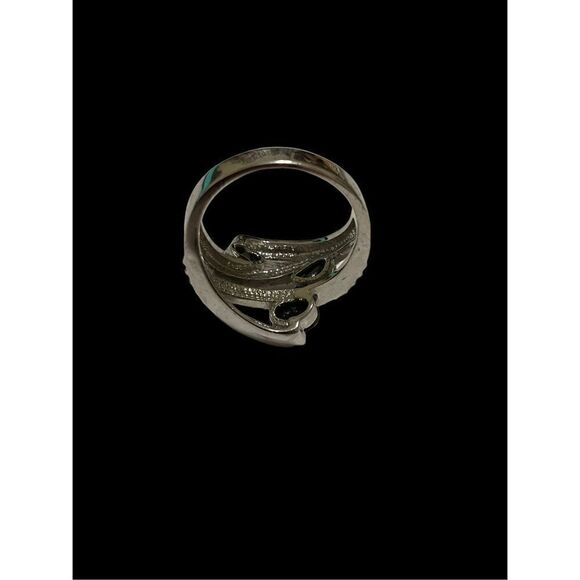 Silver black stone contemporary ring - Picture 4 of 6